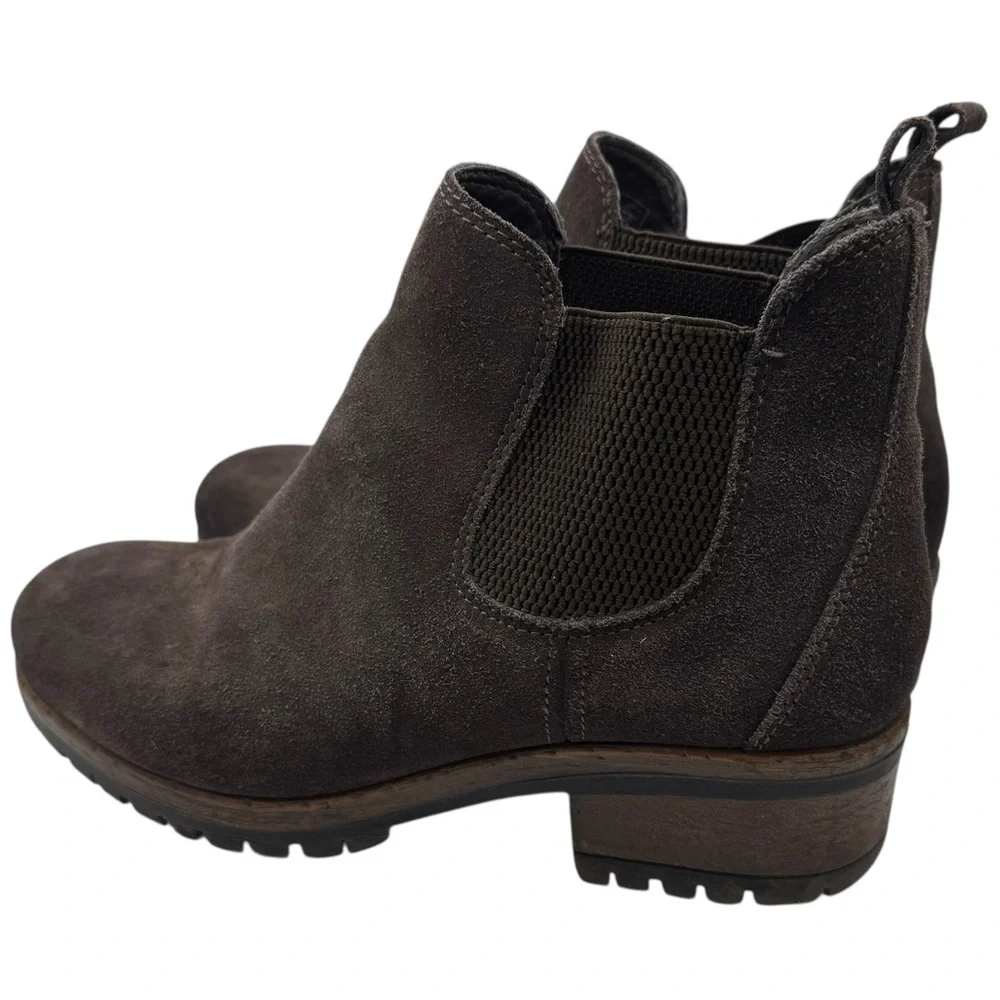 Salvia Cachet Dark Brown Suede Chelsea Pull On Ankle Booties - Size 38/ US 7.5-8